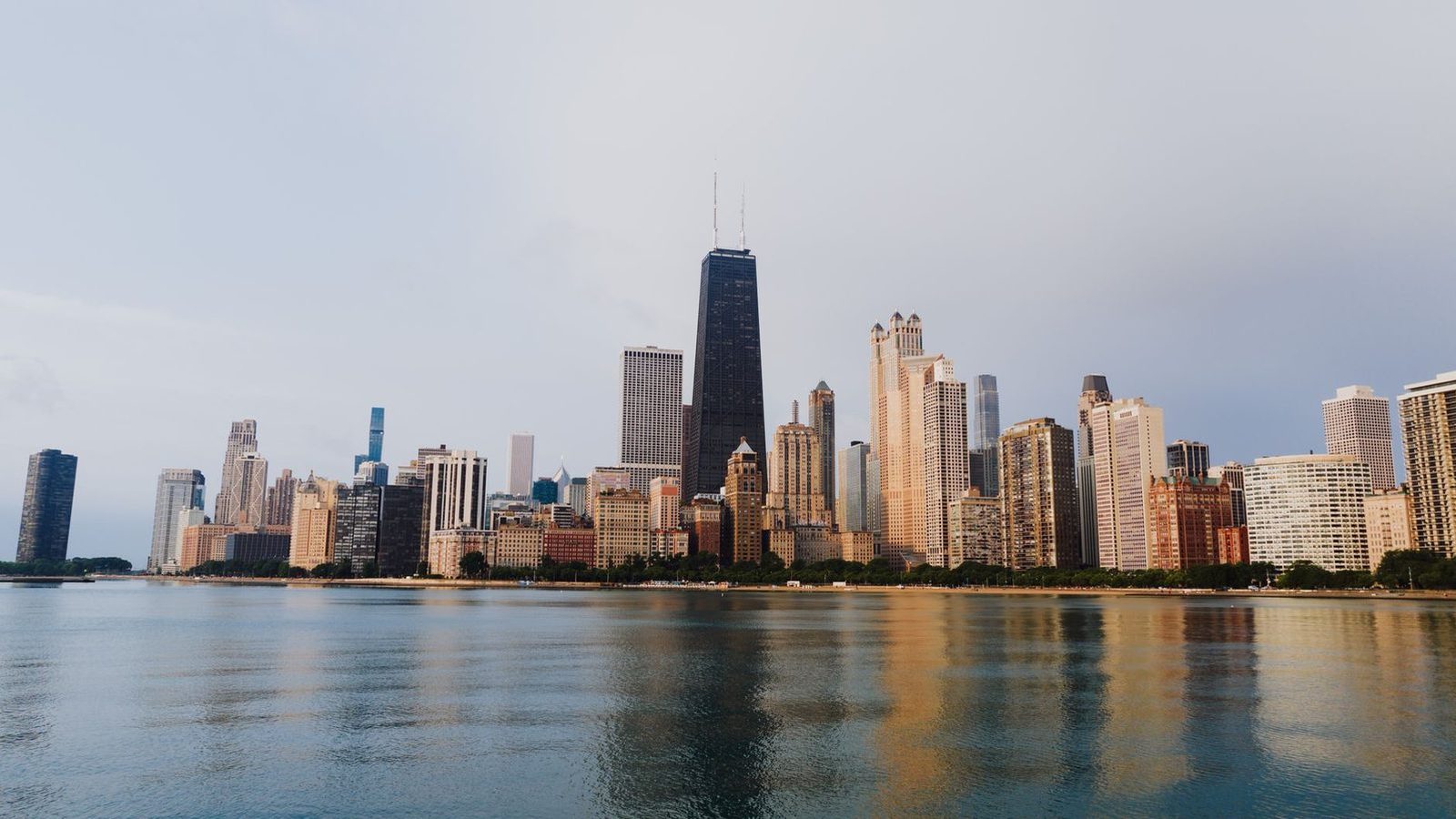 The Chicago skyline across the water